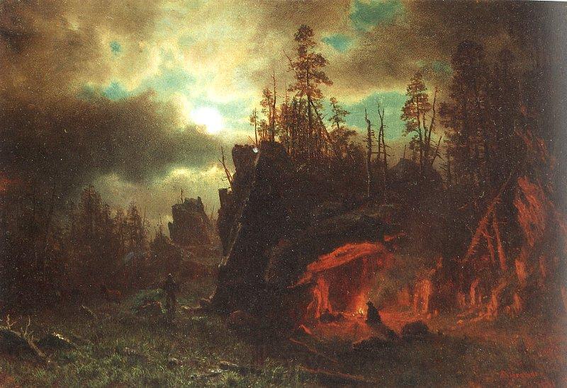 Bierstadt, Albert The Trappers' Camp Spain oil painting art